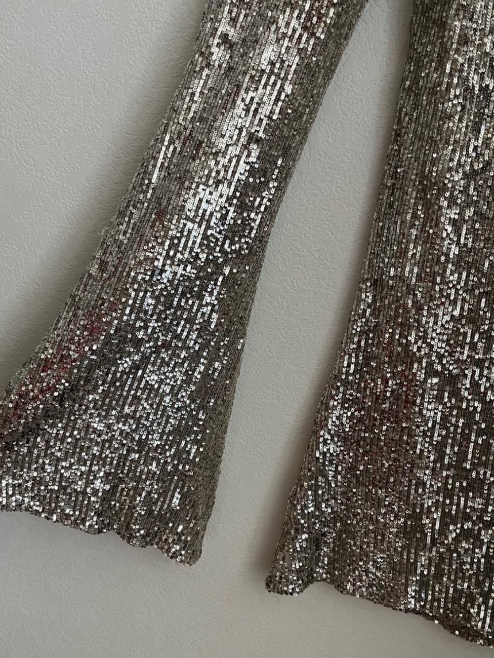 Show Me Your MuMu Silver Sequin High Waisted Flare Mercury Bells Pants - Picture 5 of 6
